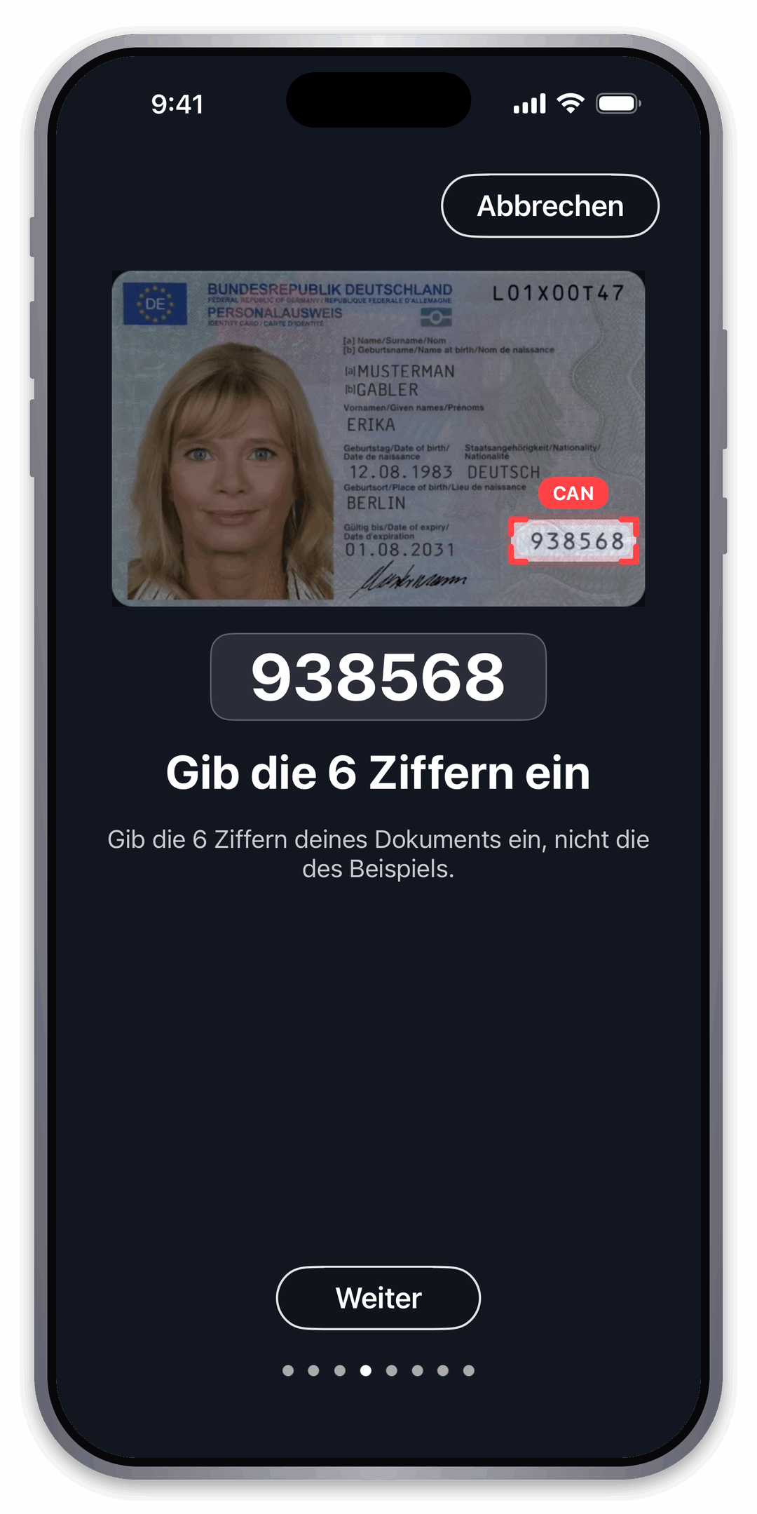 CAN eingeben